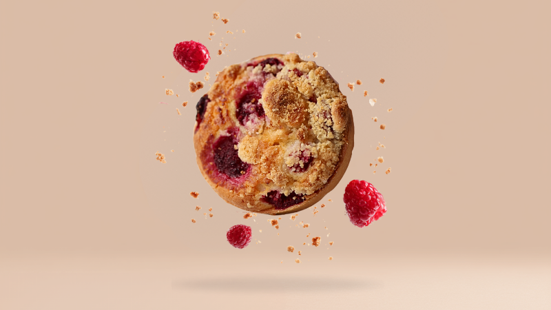 Tartaletka z malinami i kruszonką